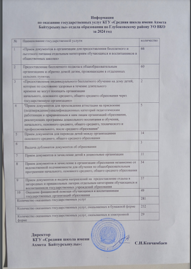 Отчёт по оказанию государственных услуг за 2024 год